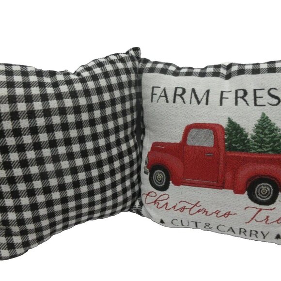 Christmas Pillows Farm Fresh Christmas Trees Cut&Carry Red Truck set of 2 - Picture 3 of 5